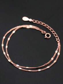 1 pièce Bracelets en argent sterling 925 à 2 couches, bracelets élégants en argent/or/or rose, convient pour le port quotidien et les vacances des femmes, design minimaliste et unique, hypoallergénique, idéal pour la Saint-Valentin, les cadeaux d'anniversaire, livré dans un coffret cadeau de luxe