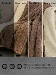 1 Chăn hai lớp Polyester Sherpa, Chăn hai lớp họa tiết gợn sóng màu trơn (Không có ruột), Phù hợp với mọi mùa, Ấm áp và mềm mại, Chăn ngủ đơn giản và thời trang, Dùng cho phòng ngủ, ghế sofa, văn phòng, giường sofa - Cà phê nâu - Xem 7