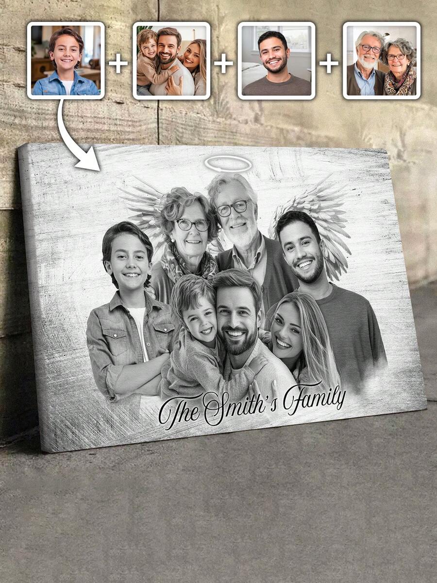 1 Estilo - Agrega a un ser querido fallecido a la foto, Agrega a una persona fallecida a la imagen, Retrato familiar personalizado a partir de una foto, Combina fotos, Regalo conmemorativo personalizado