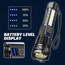 2pcs High Brightness Rechargeable Flashlight Set, Super Bright LED Flashlight, 7 Lighting Modes, Powerful Handheld Flashlight, Suitable For Camping And Family Use In Emergency Situations - Black - View 7