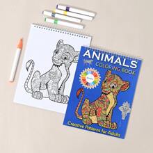 Livros de Colorir Hardcover com Padrões de Animais Mandala em Espiral e Desenhos Relaxantes para Colorir para Adultos 20 Folhas, Volta às Aulas, Materiais Escolares