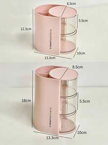 1 pièce Boîte de rangement 2-en-1 pour éponge et houppette de maquillage rotative, organisateur de bureau de coiffeuse élégant et anti-poussière pour éponges de maquillage, coussinets, rouges à lèvres et pinceaux de maquillage. Parfait pour les passionnés de beauté et les professionnels. Cadeau idéal pour les fêtes et les occasions spéciales. Améliorez votre routine de maquillage avec cet organisateur chic et fonctionnel. - Boîte de rangement multicolore - Voir 2