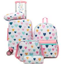 Kid's Luggage Set 5 Piece Suitcase Set 16'' Hardside Luggage With Spinner Wheels Girls Boys Carry On Luggage Travel Rolling Luggage Airline Approved Bag For School School Accessories School Stuff