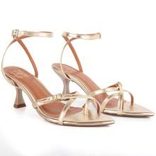 Women's Sandals With Leaf Toe, Cup Heel, Plain Straps, Buckle Detail, Tie-Up, Open Back, Elegant, Casual, Comfortable, Delicate Buckle, Versatile, Fashion - 金色 - 查看 3