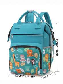 1pc Animal Forest Printed Decorative Nylon Milk Bottle With Large Capacity Zipper, Suitable For Moms Daily Use With Kids - 綠色 - 查看 3