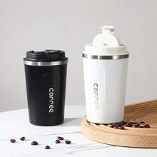 1 件 380ML 不锈钢可重复使用咖啡杯，便携式旅行杯，冷/热防漏保温水杯，适用于办公室和汽车水瓶，返回学校