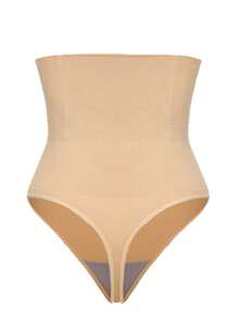 Women High Waisted Body Shaper Compression Pants With Tummy Control Thong Shapewear, Slimming Underwear Girdle Plus Size - 米色 - 查看 10