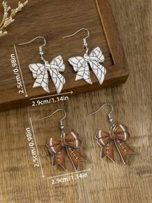 1 Pair Acrylic Bow & Sports Ball Decor Personalized Creative Earrings