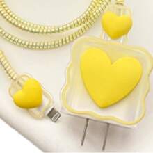 Apple Cable Protector Wave & Heart Bite Resistant Cable Sleeve Charging Accessories Set