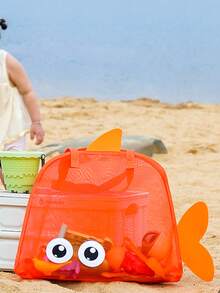Multi-Purpose 3D Mesh Beach Shell Bag, One Cute Little Fish Design Beach Tote, Outdoor Beach Bag, Shell Bag, Suitable For Collecting Seashells, Outdoor And Beach Use, Handbag - one-size - View 5