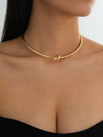 1pc Fashionable Minimalist Knotted Choker Necklace, Suitable For Women To Wear For Runway, Daily, Travel, Party, Great Gift For Friends