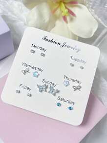 14pcs Set Cute Sweet Butterfly Earrings, Elegant Small Minimalist Versatile Accessories