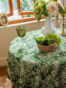 1 Pc Vintage Green Floral Decor, Countryside American Style, Suitable For Cafe, Photography, Home Kitchen Gatherings, Dessert And Afternoon Tea