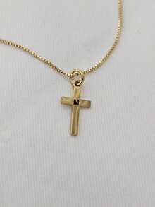 suteyi A-Z Initials Youth Gold Cross Necklace, Exquisite And Small, Suitable For Both Boys And Girls, Can Be Used As A Baptism Gift Or A General Cross Necklace. - Multicolor - View 5