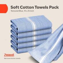 Classic Dish Towels - 15 Pack - 14" By 25" - 100% Cotton Kitchen Towels - Reusable Bulk Cleaning Cloths - Blue Hand Towels - Super Absorbent - Machine Washable - Textured Blue - View 2