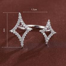 1 pieza Anillo con estrella de cuatro puntas ajustable y circonita cúbica de moda para mujer