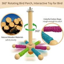 Brinquedo de suporte para pássaros, brinquedos giratórios interativos para periquitos, brinquedo de papagaio com roda de exercícios de madeira, brinquedo de enriquecimento para gaiola de pássaros, acessórios para gaiola de pássaros e brinquedos para periquitos (P)