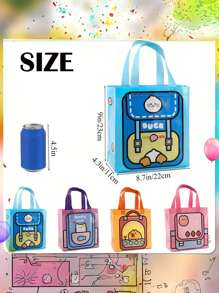 2 Peças/Conjunto de Sacolas Presentes para Volta às Aulas, Sacolas Reutilizáveis de Tecido Não Tecido com Estampa de Cacto e Desenho Animado, Estilo Mochila, Adequadas para Festa, Casamento, Aniversário, Embalagem de Varejo, Sacolas Dobráveis Suprimentos Escolares Volta às Aulas Essenciais Escolares Itens Escolares