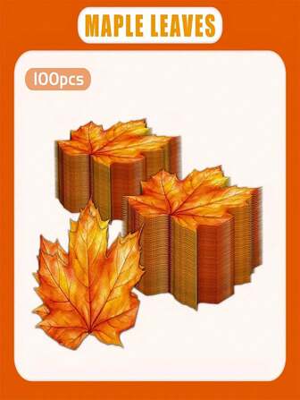 100 piezas de servilletas de papel con diseño de hojas de arce, servilletas de bebida de otoño y Acción de Gracias, hojas caídas, servilletas desechables de cocina del hogar, suministros para cumpleaños y bodas de cosecha, adecuadas para Acción de Gracias, fiestas de cosecha de otoño y bodas