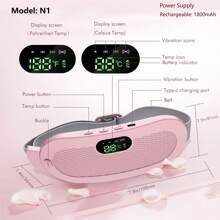 1 Pc Rechargeable Menstrual Heating Pad, Cycle Cordless Heating Pad For Cramps, Hot Massage Stomach Heating Pad With 3-Speed Temperature Adjustment And 4-Speed Massage Modes, Portable Electric Heating Belly Wrap Belt For Women And Girls' Gift