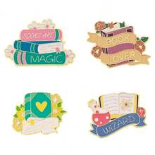 4 件卡通休闲可爱锌合金金属胸针，服装和包包装饰，适合所有季节的学校背包 - 彩色 - 查看 4