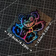 1pc Dark Bear Pattern Car Sticker, Laser Holographic Theme Evil Cartoon Demon Bear Sticker, JDM Style For Car, Motorcycle, Laptop And Skateboard - one-size - View 11