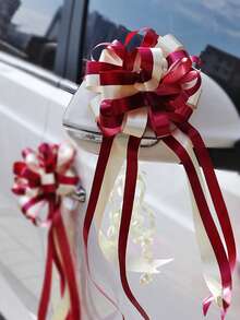 10 pièces, ruban décoratif floral de 60 pouces pour voiture de mariage. Décorations légères pour voiture de mariage, maison et fleurs artificielles. Accessoires pour voiture de mariée, décoration de chaise d'allée et de banc pour mariage, ensemble de décoration florale - Multicolore - Voir 1