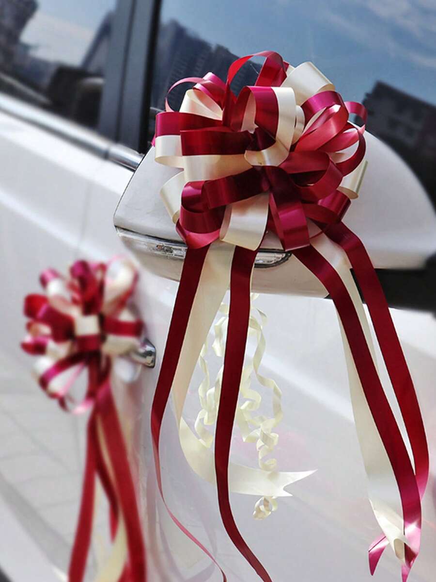10 pièces, ruban décoratif floral de 60 pouces pour voiture de mariage. Décorations légères pour voiture de mariage, maison et fleurs artificielles. Accessoires pour voiture de mariée, décoration de chaise d'allée et de banc pour mariage, ensemble de décoration florale - Multicolore - Voir 1