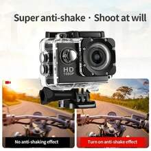 1pc 1080P HD Action Camera With Fisheye Lens, 140° Wide Angle, 2.0inch LCD Display, Digital Image Stabilization, Auto Exposure, Rechargeable Battery/USB Power, SD Card Slot, MP4 File Format For Outdoor Sports Recording - màu đen - Xem 3