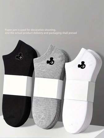 1/6/15/30 Pairs Women/Men/Couples Thin Boat Socks, Black, White, Gray Series,  Pattern, Skin-Friendly Soft, Comfortable Breathable, Versatile Athletic Invisible Socks, Suitable For Holiday Gifts, Back-To-School, Travel, Daily Matching