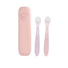 3 Peças Conjunto de Talheres Personalizados para Bebê/Criança, Inclui 2 Colheres com Formato de Coração, 1 Peça Caixa de Armazenamento, Conjunto de Utensílios de Alimentação Portátil para Bebês, Presente de Páscoa, Multifuncional, Decorativo, Elegante, Colorido, Fofo, Casual, Personalizado, Único, Presente para Bebê, Presente Ideal para Ele, Presente Ideal para Ela, Filho