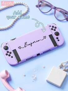Ayotu 1 Stück Text anpassbarer Schalter Schutzhülle kompatibel mit NS/Switch OLED/Switch Lite/2025 Neue Switch2 7,9 Zoll Hülle, Name anpassbares Switch Zubehör, inklusive NS Basisabdeckung, Spielkartenaufbewahrungsbox
