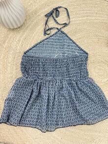 Women's Top With Prints, Casual Daily Wear, For The Summer Beach - Royal Blue - View 2