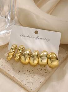 18/6 pièces Set de boucles d'oreilles femmes personnalisées CCB, set de boucles d'oreilles à tige géométriques texturées minimalistes, convient pour la vie quotidienne, les festivals de musique, les rendez-vous, cadeau de vacances exquis