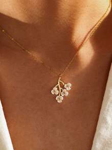 Eleganter pflanzenförmiger Resin Blumenanhänger Damenkette, vielseitiger Stil modische Halskette für Pendlerinnen, Party- und Festivalgeschenk, geeignet zum Tragen und Kombinieren zu verschiedenen Anlässen