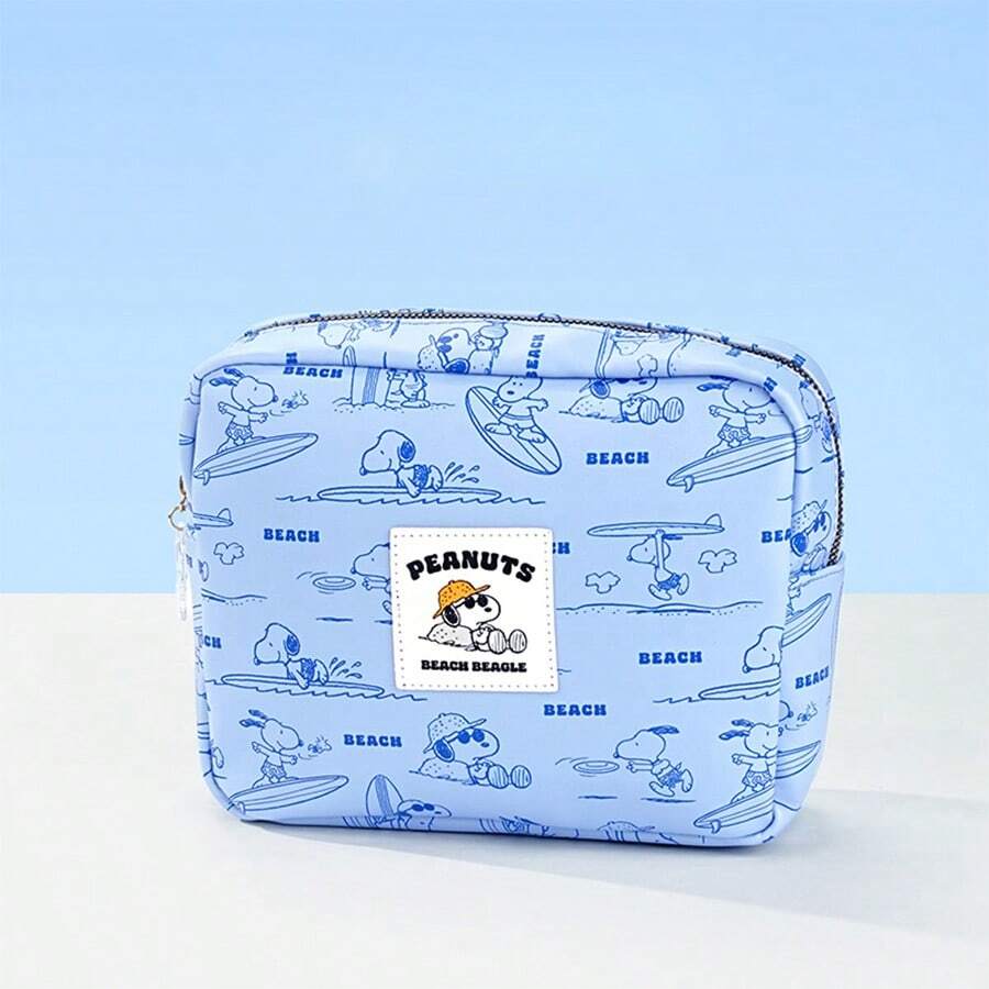 Miniso MINIISO Snoopy Around The Sea Diary Series Tas Kosmetik Persegi, Memudahkan Pengorganisasian Produk Kecantikan, Penting untuk Perjalanan dan Komuter Sehari-hari (1 Buah) - Biru - View 1