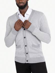 Men's Herringbone Cardigan Sweater - Off Wht/H Grey - View 4