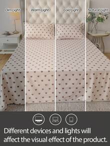 1pc Heart Print Bedsheet, Lightweight, Breathable, Soft & Skin-Friendly - Multicolor - View 6