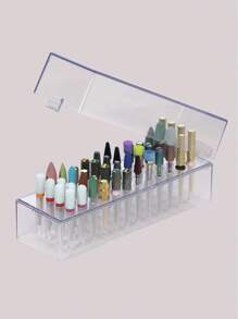 Transparent 48holes Nail Drill Bits Storage Box Empty Clear Box Nail Drill Display Stand Manicure Accessoy Tools