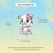 tiantianxue 1pc Silver-Plated Glow-In-The-Dark Pumpkin/Sweet Kiss/Bear Hugging Heart Beaded Pendant, Suitable For Women Bracelet/Anklet/Necklace DIY Jewelry Making, Valentine's Day Gift, Daily Fashion Accessory