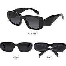 Gafas de sol rectangulares para mujeres y hombres, gafas hexagonales vintage retro con forma estética de 90S