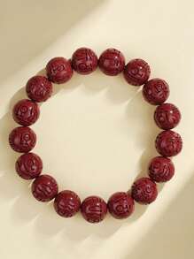 Pulseira de mantra com 6 palavras e cinábrio nativo, pulseira elástica de areia dourada roxa com alto teor de areia do imperador, pulseira vermelha da sorte para o ano de nascimento, ioga, estilo vintage para homens e mulheres, pode ser usada diariamente