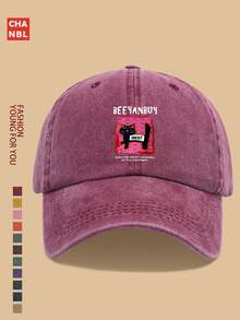 1 件“BEYANBUY 猫咪图案”印花棒球帽，时尚黑色爸爸卡车司机帽，透气舒适，纯色简约复古软冠帽檐爸爸帽，可调节尺寸男女通用，适合年轻情侣滑板，适合户外骑行、运动、徒步旅行、钓鱼、散步、度假、单身派对，是送给爸爸和妈妈的理想礼物，节日 - A - 查看 22