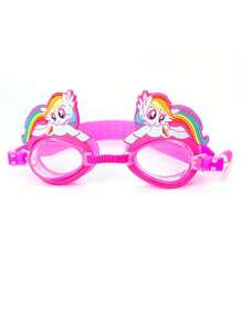 1pc Kids Cute Unicorn Swimming Goggles, Rainbow Horse And Little Shark Waterproof Swim Goggles, Protective Eyewear