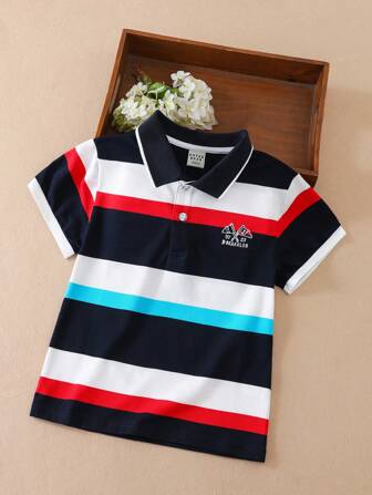 Tween Boy Short Sleeve Polo Shirt, College Style, Summer