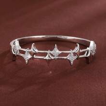 1件装时尚个性化四角星图案镶嵌立方氧化锆女士手链，休闲礼品设计 - 彩色 - 查看 10