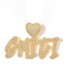 Collar personalizado de corazón de doble capa con letras cursivas estilo Hip Hop DIY, collar creativo