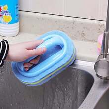 1 pièce Éponge grattoir avec manche, brosse de nettoyage en plastique pour cuisine, salle de bain, toilettes, sans électricité nécessaire, idéal pour le nettoyage des vitres, des murs en céramique et des fenêtres