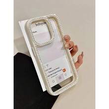 Double-Sided Diamond Setting Is Suitable For Apple  16 15 14 13 12 Pro Max 16 15 14Plus 13 12pro 11 Mobile Phone Case Large Hole Tpu Soft Edge Hard Back Cover Multiple Protection - 白色 - 查看 4