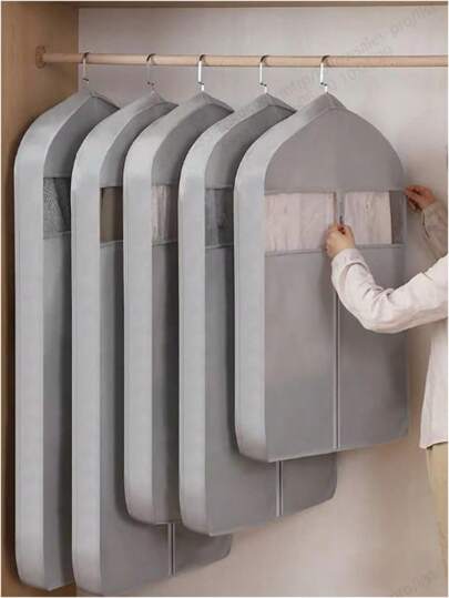 1pc Garment Dust Cover, Breathable Down Jacket Dust Proof Cover, Suit Clothes Dust Bag, Hanging Garment Bag, Thick Dust Proof Cover For Home Use